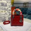 Christian Dior Mini Lady Dior Bag with Chain Silver Hardware Spring/Summer Collection, Red, For Women Women’s Handbags, 18cm CD M0505OCAL_M52R