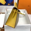 Hermes Kelly 25 Sellier Epsom Greige/Yellow Bag For Women, Women's Handbags, Shoulder Bags 10in/25cm