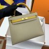 Hermes Kelly 25 Sellier Epsom Greige/Yellow Bag For Women, Women's Handbags, Shoulder Bags 10in/25cm