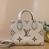 Louis Vuitton On The Go PM Bag Monogram Empreinte 9.8in/25cm Beige LV