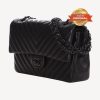 [True-to-ORIGINAL] Chanel Chevron Classic Handbag Black For Women 10.2in/26cm