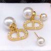 Dior Rice Grain CD Letter Earrings Gold For Women