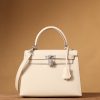 Hermes Kelly Epsom Silver Lock Bag Cream For Women 9,8in/25cm