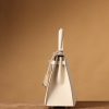 Hermes Kelly Epsom Silver Lock Bag Cream For Women 9,8in/25cm