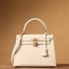 Hermes Kelly Epsom Gold Tone Lock Bag Cream For Women 9,8in/25cm