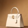 Hermes Kelly Epsom Gold Tone Lock Bag Cream For Women 9,8in/25cm
