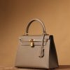 Hermes Kelly Epsom Gold Tone Lock Bag Grey For Women 9,8in/25cm
