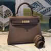 Hermes Kelly 28 Greige Bag With Gold Toned Harware For Women, Women's Handbags, Shoulder Bags 11in/28cm