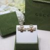 Gucci Interlocking And Bee Pearl Earrings Gold Tone For Women