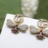 Gucci Interlocking And Bee Pearl Earrings Gold Tone For Women