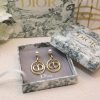 Dior Metal CD Circle Earrings Gold Tone For Women