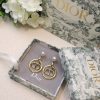 Dior Metal CD Circle Earrings Gold Tone For Women