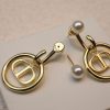 Dior Metal CD Circle Earrings Gold Tone For Women