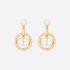 Dior Metal CD Circle Earrings Gold Tone For Women