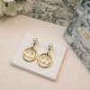 Dior Metal CD Circle Earrings Gold Tone For Women