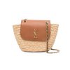Saint Laurent Mini Manon In Raffia And Aged Vegetable-Tanned Beige For Women 9.1 Inches/ 23 Cm 774269GAAED9051
