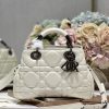 Dior The Medium Lady 95.22 Bag With Black Tone Hardware Black/White/Grey For Women 9.5in/ 24cm