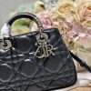 Dior The Medium Lady 95.22 Bag With Black Tone Hardware Black/White/Grey For Women 9.5in/ 24cm