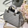 Dior The Medium Lady 95.22 Bag With Black Tone Hardware Black/White/Grey For Women 9.5in/ 24cm