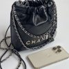 [True-to-ORIGINAL] Chanel 22 Mini Bag Silver Tone Black For Women 7,1in/18cm