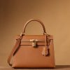 Hermes Kelly Epsom Gold Tone Lock Bag Brown For Women 9,8in/25cm
