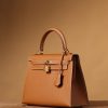 Hermes Kelly Epsom Gold Tone Lock Bag Brown For Women 9,8in/25cm