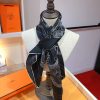 Hermes Les Parfums Monochrome Silk Scarf Black For Women
