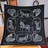 Hermes Les Parfums Monochrome Silk Scarf Black For Women
