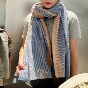 Chanel Houndstooth Scarf Blue