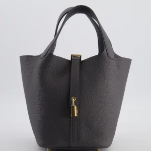 Hermès Picotin Lock 18 Bag in Ardoise Clemence Leather with Permabrass Hardware