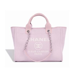 Chanel Small Deauville Shopping Tote Bag Mixed Fibers Pink 33Cm AS3257 B07300 NH622