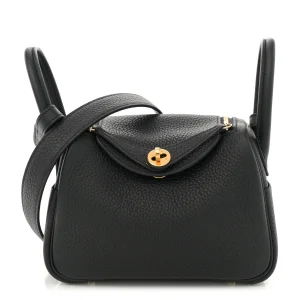 Hermès Taurillon Clemence Mini Lindy 20 Black