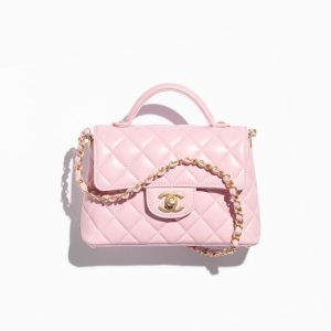 Chanel Small Flap Bag With Top Handle Light Pink 8.7in/22cm For Women AS5355-B19386-NADOE