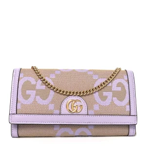 Monogram Jumbo GG Textured Dollar Ophidia Continental Wallet On Chain Beige Lapis