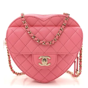 Chanel Lambskin Quilted CC In Love Heart Bag Pink