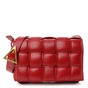 Bottega Veneta Nappa Maxi Intreccio Padded Cassette Crossbody Bag Dark Red