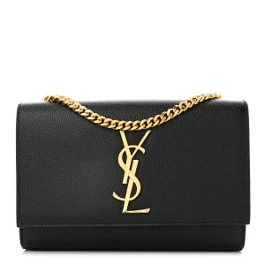 Saint Laurent Grain De Poudre Small Monogram Kate Satchel Black
