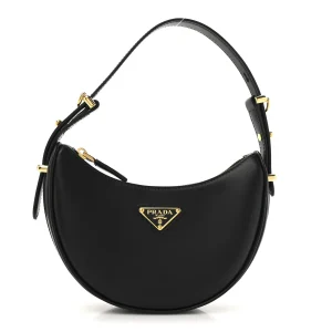 Prada Soft Calfskin Arque Shoulder Bag Black