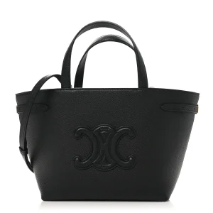 Celine Grained Calfskin Triomphe Mini Cabas Anais Black