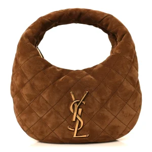 Saint Laurent Suede Quilted Icarino Bag Cognac