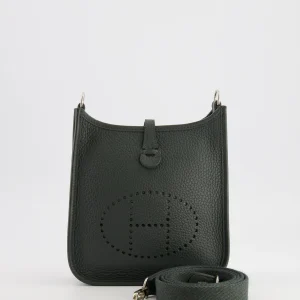 Hermes Evelyne 16 Mini Evelyne Bag in Vert Mangrove Clemence Leather with Palladium Hardware
