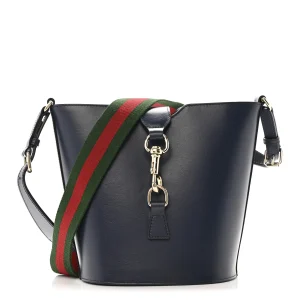 Gucci Tritone Calfskin Web Mini Ophidia Bucket Bag Blue