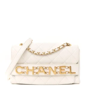 Chanel Calfskin Quilted Small Enchained Flap White