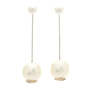 Chanel Pearl CC Drop Earrings Gold