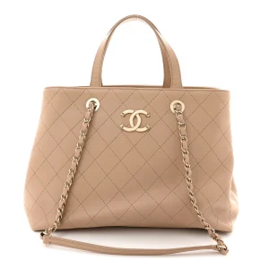 Chanel Calfskin Large Serial Shopper Tote Beige