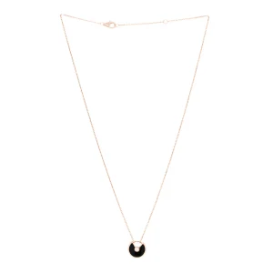 18K Pink Gold Diamond Black Onyx XS Amulette de Cartier Pendant Necklace