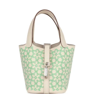Hermès Micro Picotin Lock 14 "Lucky Daisy" Nata Swift Palladium Hardware