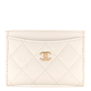 Chanel Caviar Quilted Card Holder White