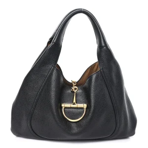 Gucci Grained Calfskin Softbit Maxi Shoulder Bag Black