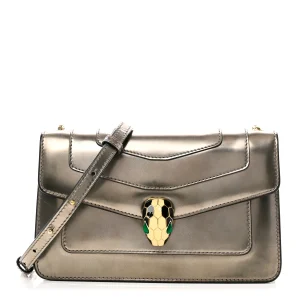 Bulgari Metallic Serpenti Forever Small Shoulder Bag Silver